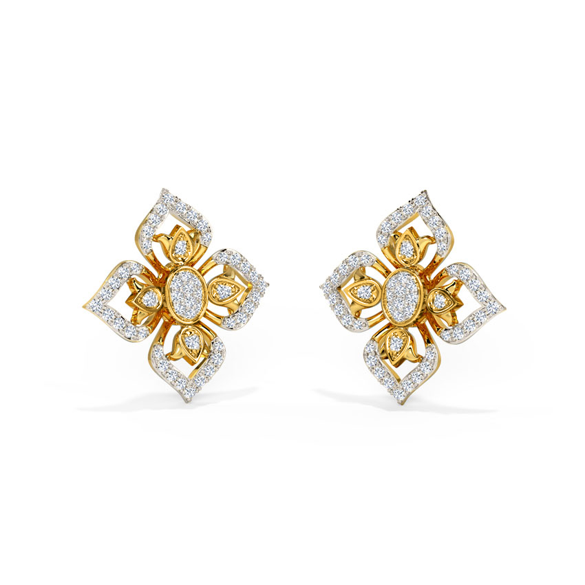 Diamond Earrings 14 Karat Yellow Gold Marina Diamond Stud Earrings