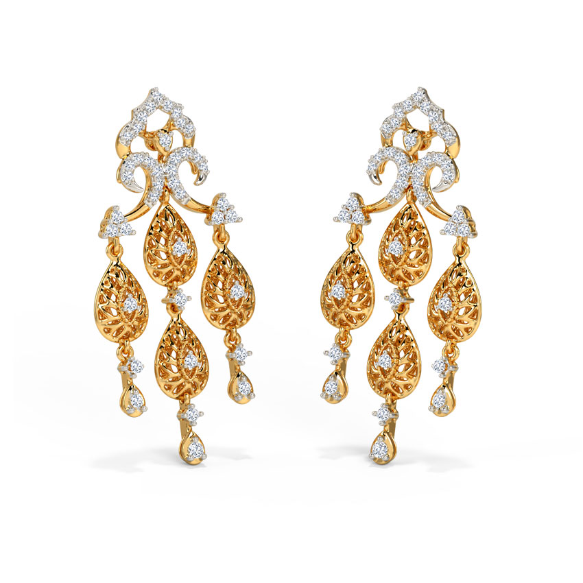 Diamond Earrings 14 Karat Yellow Gold Narda Diamond Drop Earrings