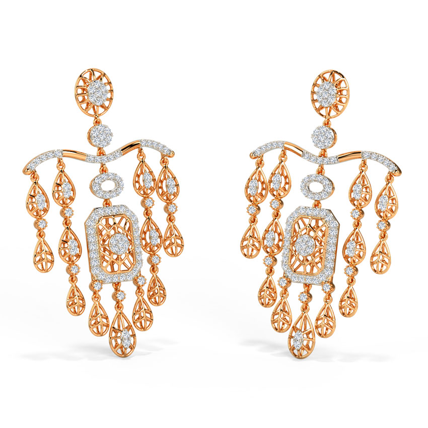 Diamond Earrings 14 Karat Rose Gold Rana Diamond Drop Earrings