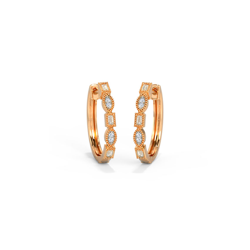 Diamond Earrings 14 Karat Rose Gold Margerit Splendid Diamond Hoop Earrings