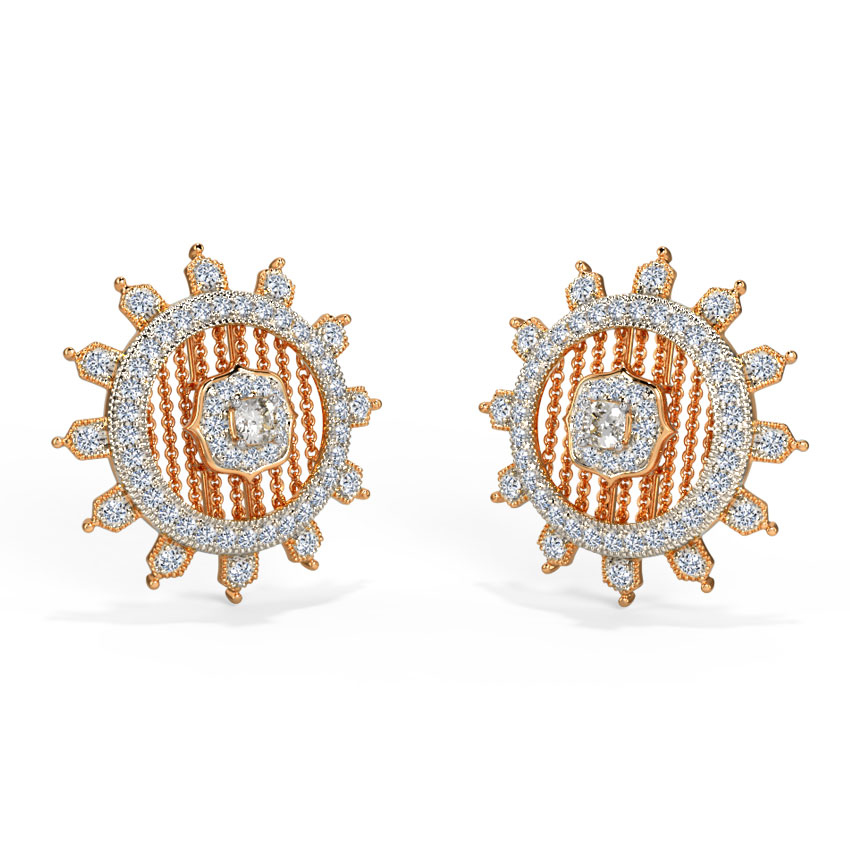 Diamond,Gemstone Earrings 14 Karat Rose Gold Huma Diamond Stud Earrings