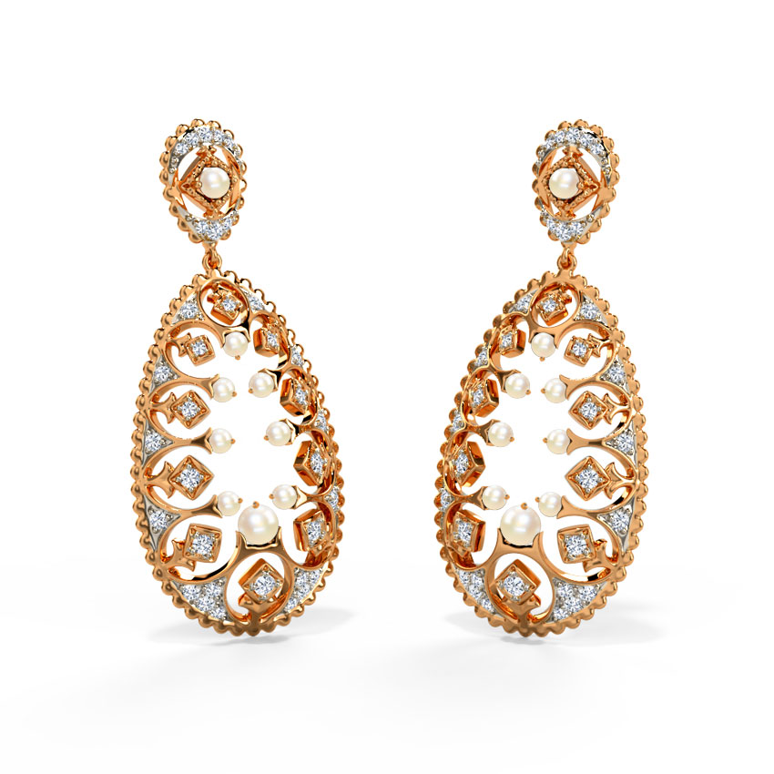 Diamond,Gemstone Earrings 14 Karat Rose Gold Eliin Gemstone Drop Earrings