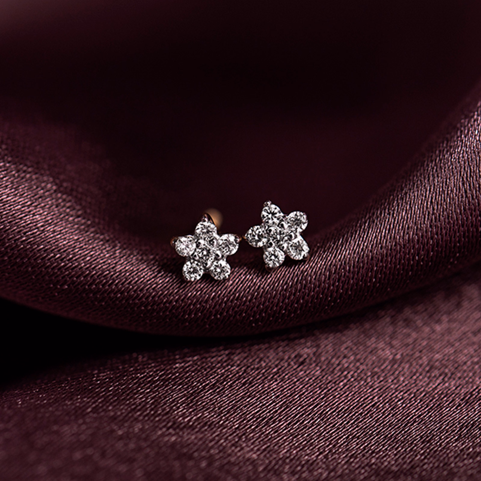 Diamond Earrings 14 Karat Yellow Gold Tiny Bloom Kids' Diamond Earrings