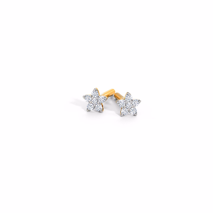 Diamond Earrings 14 Karat Yellow Gold Tiny Bloom Kids' Diamond Earrings