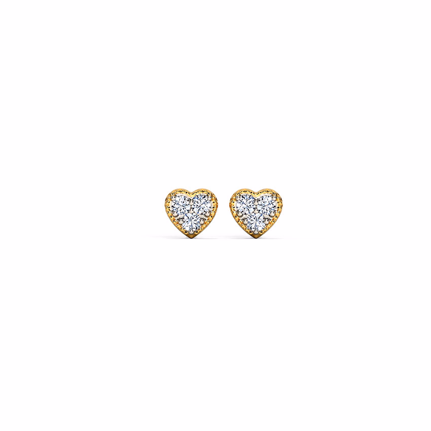 Diamond Earrings 14 Karat Yellow Gold Petite Heart Kids' Diamond Earrings