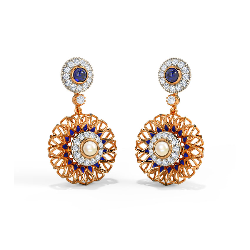Diamond,Gemstone Earrings 14 Karat Rose Gold Dania Gemstone Drop Earrings