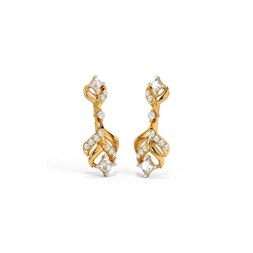 Diamond Earrings 14 Karat Yellow Gold Zaki Diamond Drop Earrings