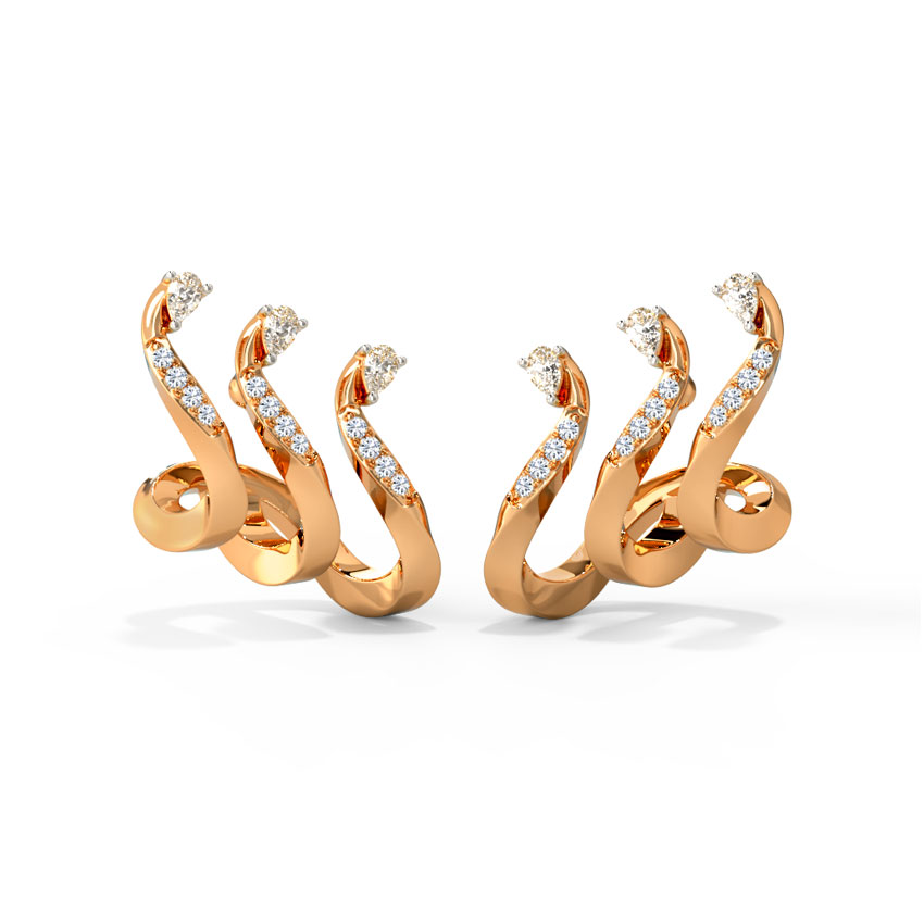 Diamond Earrings 14 Karat Rose Gold Zaltana Diamond Hoop Earrings