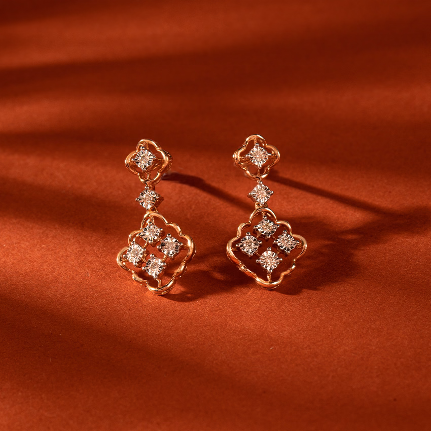 Diamond Earrings 18 Karat Yellow Gold Sameera Diamond Drop Earrings