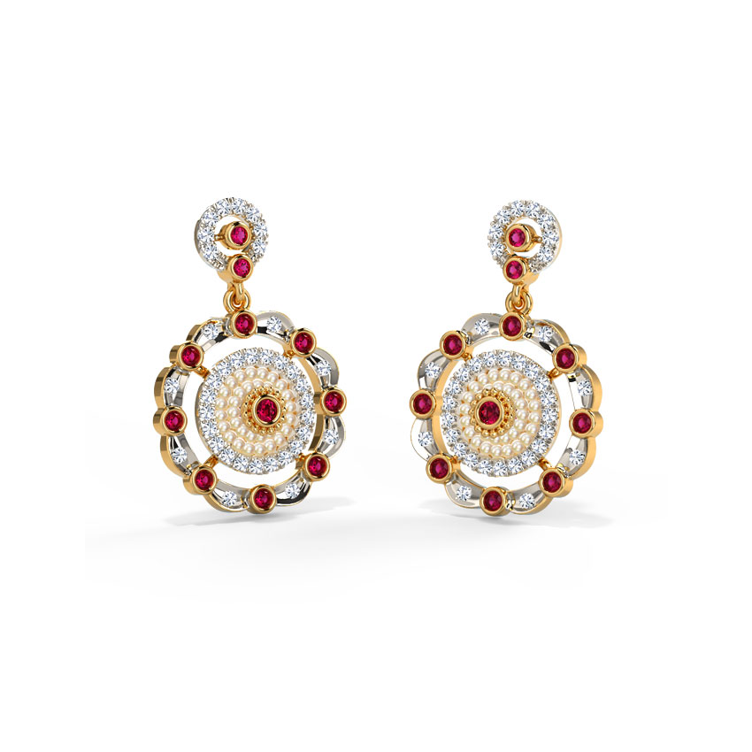 Diamond,Gemstone Earrings 14 Karat Yellow Gold Niaz Diamond Drop Earrings