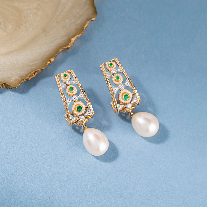 Diamond,Gemstone Earrings 14 Karat Yellow Gold Yasiman Diamond Drop Earrings