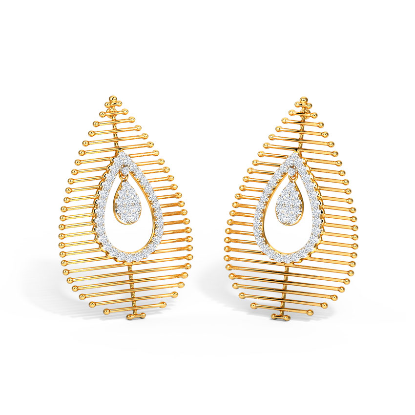 Diamond Earrings 14 Karat Yellow Gold Ahava Diamond Drop Earrings