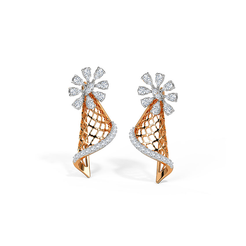 Diamond Earrings 14 Karat Two Tone Gold Viona Diamond Stud Earrings
