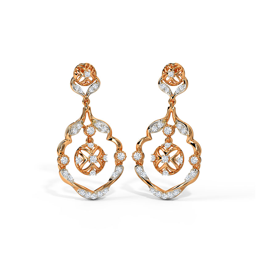 Diamond Earrings 14 Karat Rose Gold Urva Diamond Drop Earrings