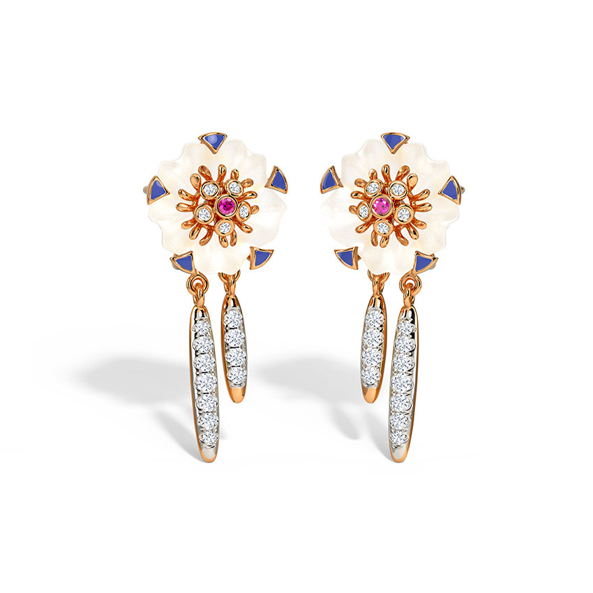 Diamond,Gemstone Earrings 14 Karat Rose Gold Stellan Diamond Drop Earrings