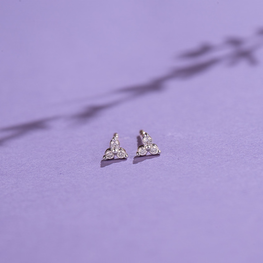 Diamond Earrings 14 Karat Yellow Gold Tri Glint Diamond Stud Earrings