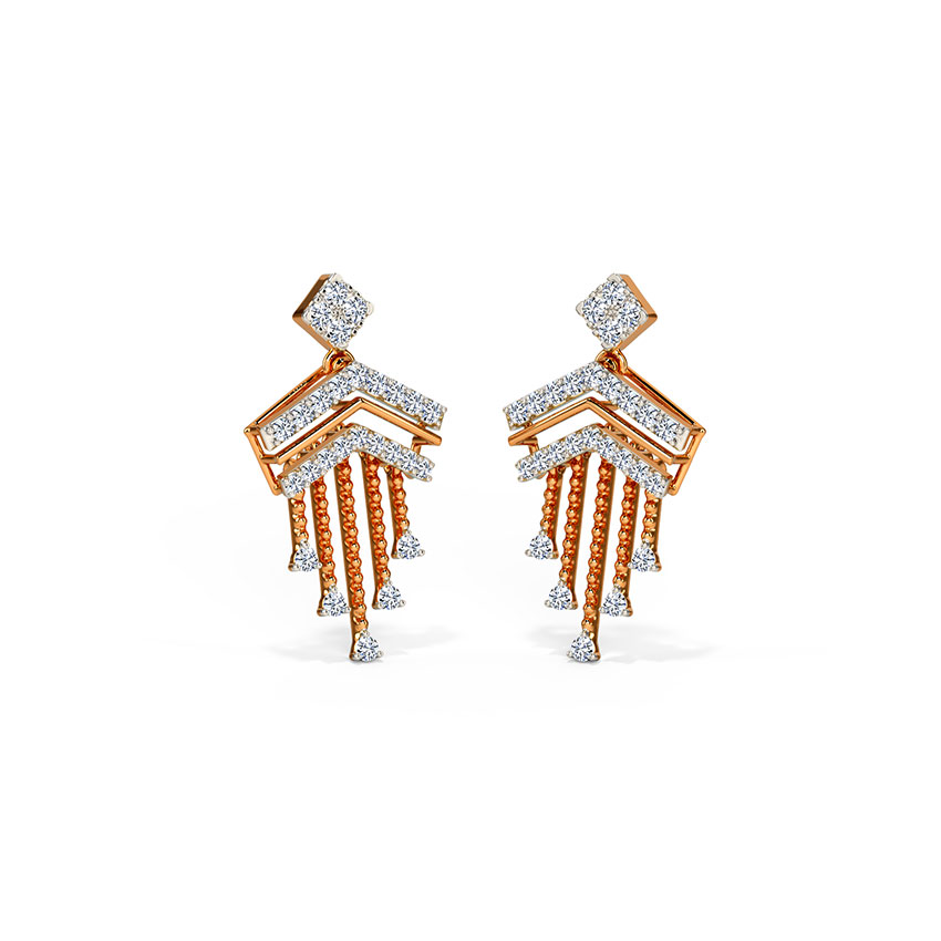 Diamond Earrings 14 Karat Rose Gold Dangie Diamond Drop Earrings