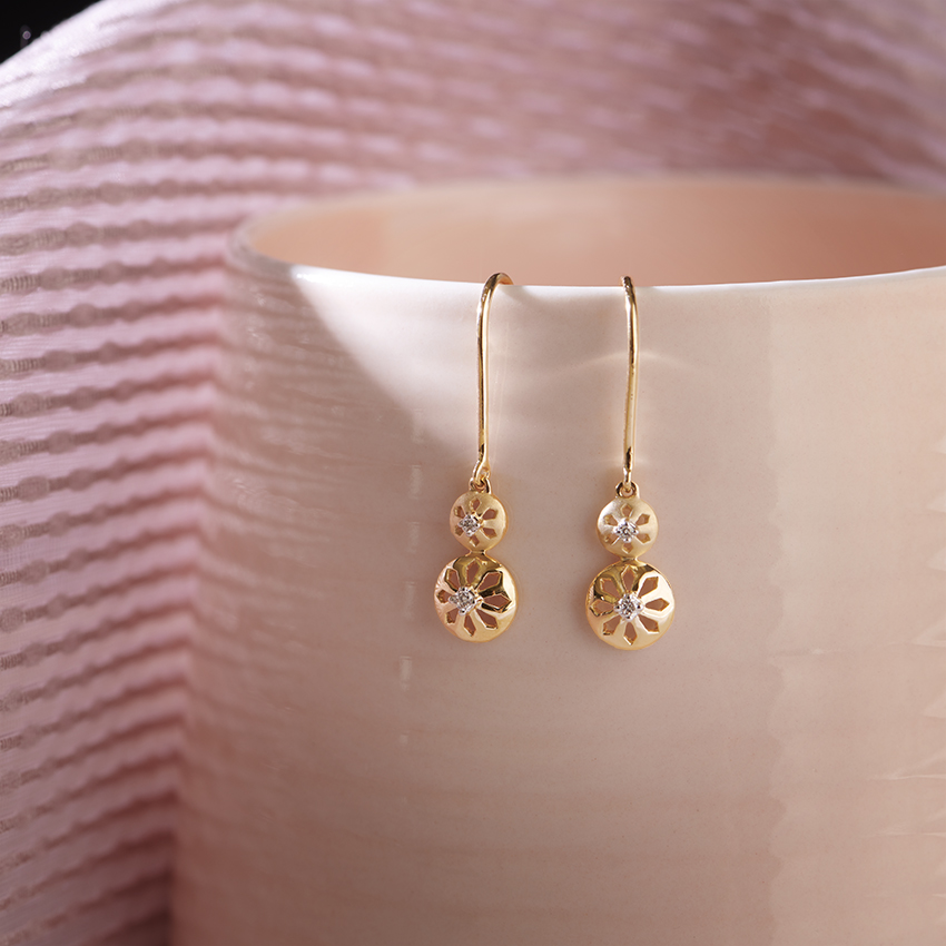 Preesha Floral Diamond Drop Earrings