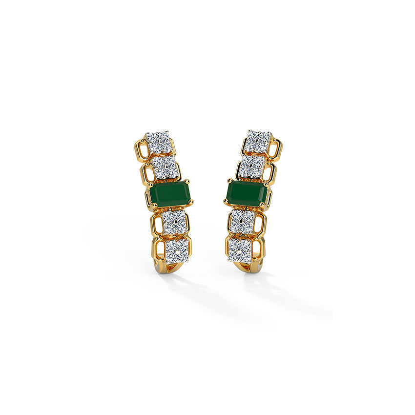 Diamond,Gemstone Earrings 14 Karat Yellow Gold Mae Gemstone Hoop Earrings