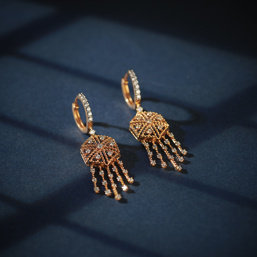 Diamond Earrings 14 Karat Rose Gold Terresa Diamond Drop Earring