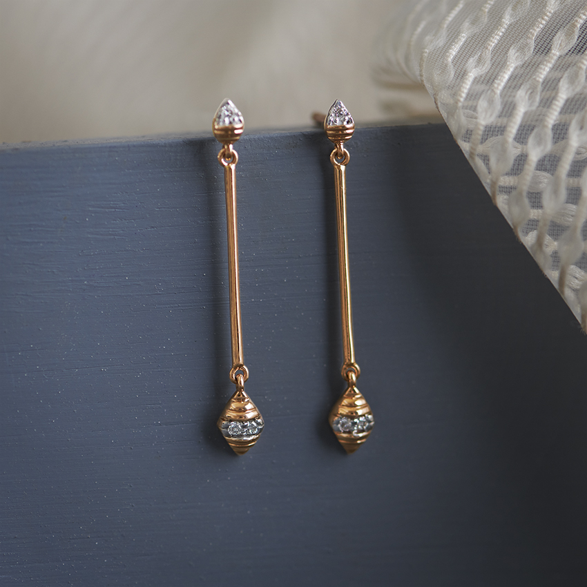 Geometric Boat Diamond Drop Earrings