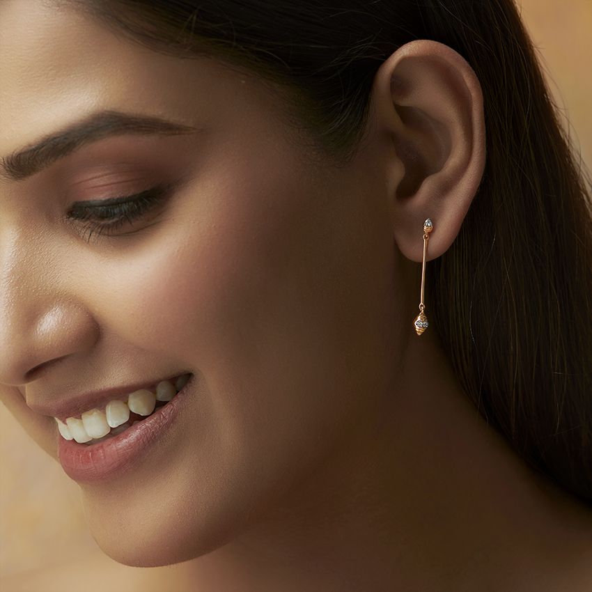 Geometric Boat Diamond Drop Earrings