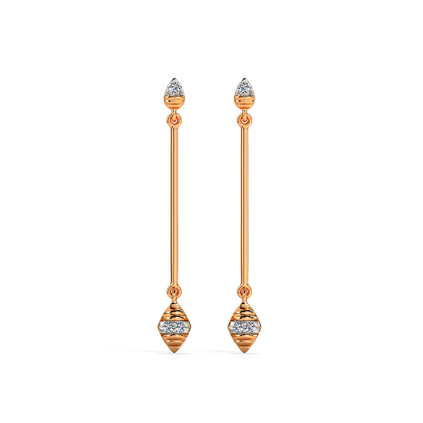 Geometric Boat Diamond Drop Earrings
