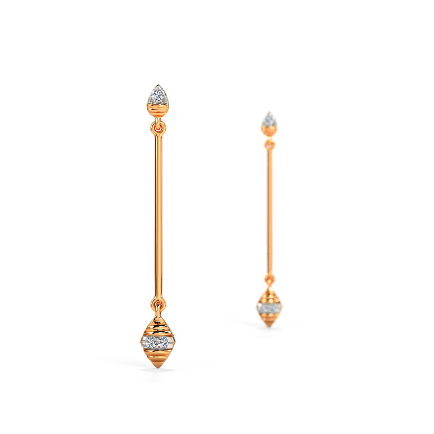 Geometric Boat Diamond Drop Earrings