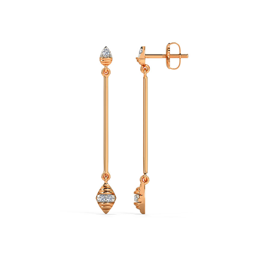 Geometric Boat Diamond Drop Earrings