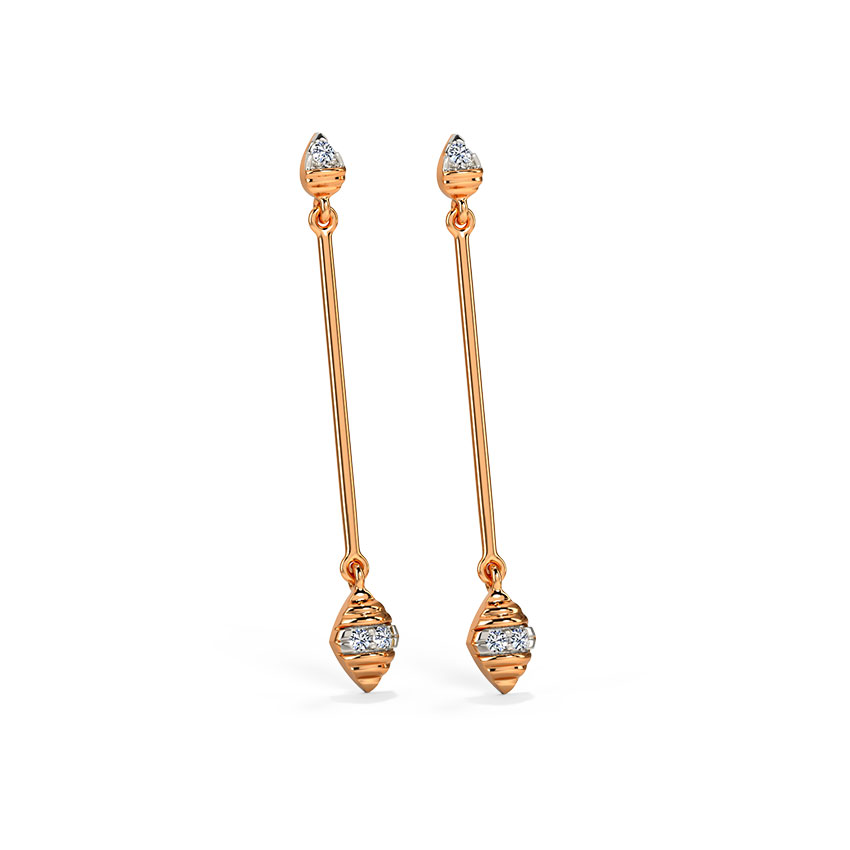 Geometric Boat Diamond Drop Earrings