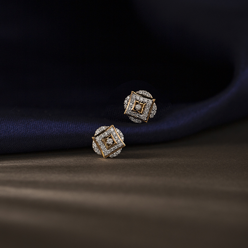Diamond Earrings 14 Karat Yellow Gold Pree Diamond Stud Earrings