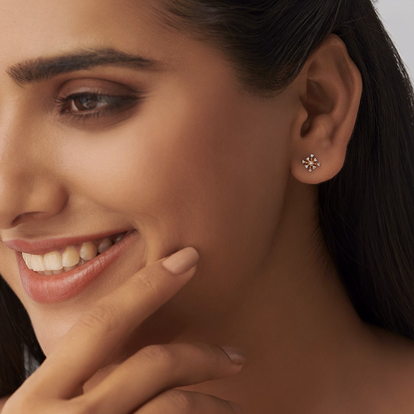 Diamond Earrings 14 Karat Yellow Gold Fresh Peppy Diamond Stud Earrings