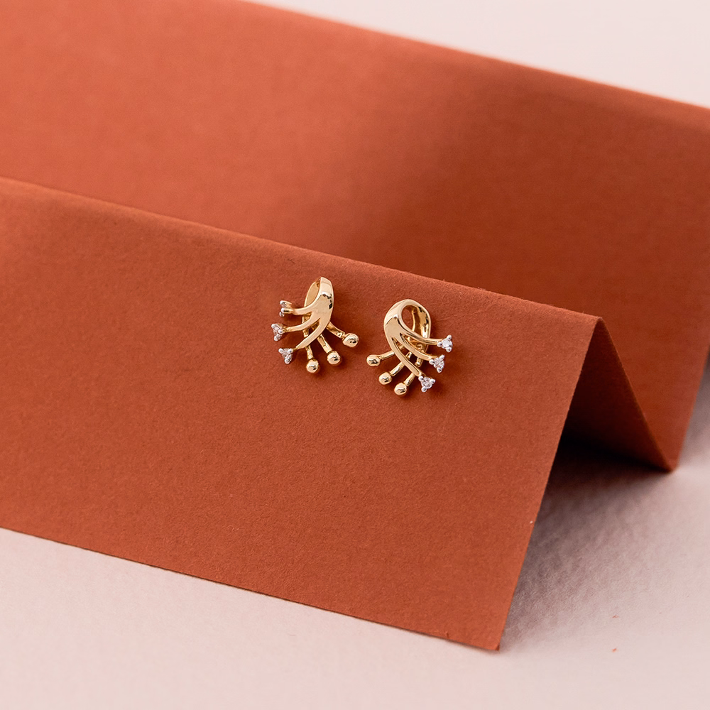 Diamond Earrings 14 Karat Yellow Gold Sparkle & Shine Diamond Stud Earrings