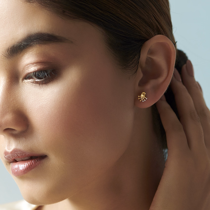 Diamond Earrings 14 Karat Yellow Gold Sparkle & Shine Diamond Stud Earrings