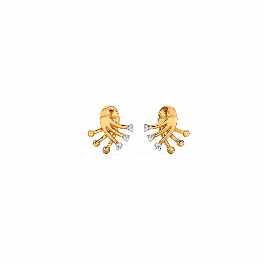Diamond Earrings 14 Karat Yellow Gold Sparkle & Shine Diamond Stud Earrings