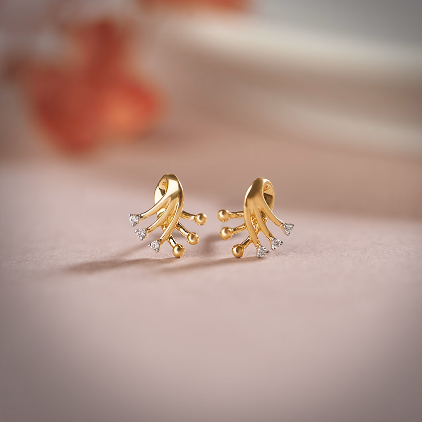 Diamond Earrings 14 Karat Yellow Gold Sparkle & Shine Diamond Stud Earrings