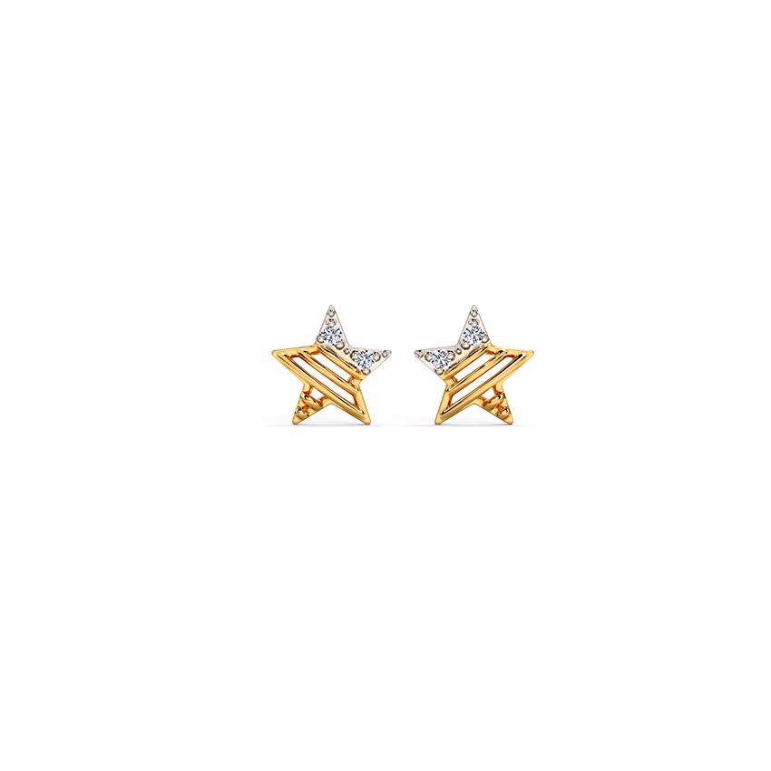 Diamond Earrings 14 Karat Rose Gold Star Mesh Diamond Stud Earrings