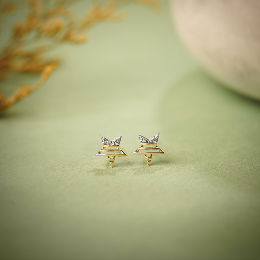 Diamond Earrings 14 Karat Rose Gold Star Mesh Diamond Stud Earrings