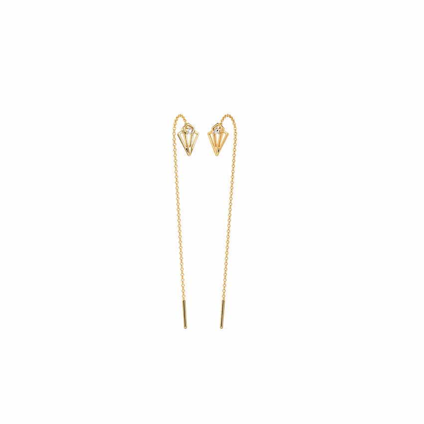 Diamond Earrings 14 Karat Yellow Gold Diamond Blink Sui Dhaga Earrings