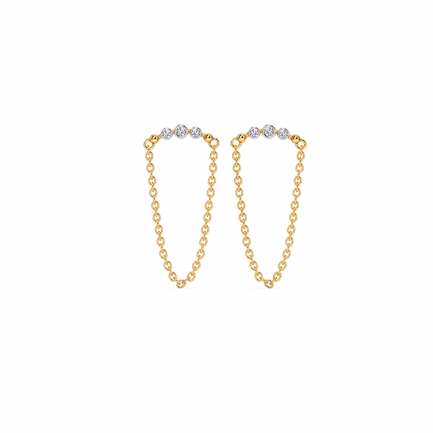 Diamond Earrings 14 Karat Yellow Gold Alluring Arc Diamond Drop Earrings