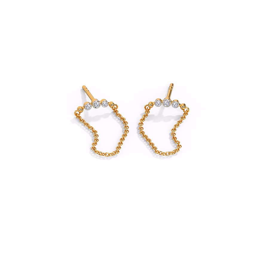 Diamond Earrings 14 Karat Yellow Gold Alluring Arc Diamond Drop Earrings