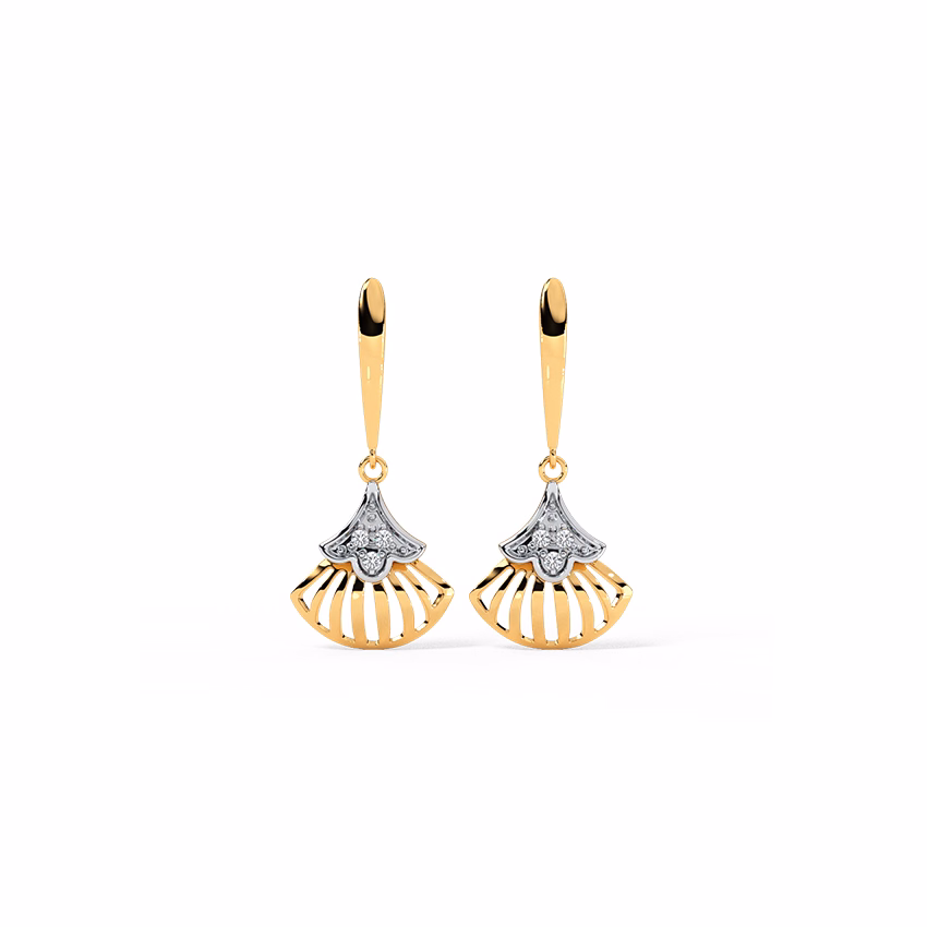 Diamond Earrings 14 Karat Yellow Gold Floral Lace Diamond Drop Earrings