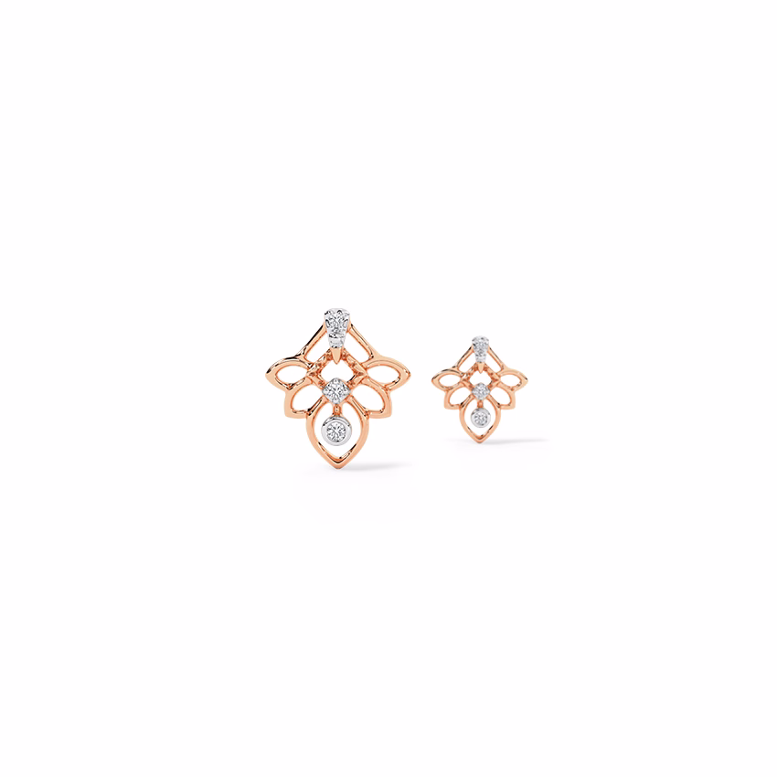 Diamond Earrings 18 Karat Rose Gold Vintage Flora Diamond Stud Earrings
