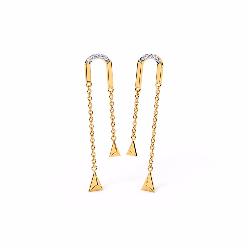 Diamond Earrings 14 Karat Yellow Gold Breezy Diamond Drop Earrings