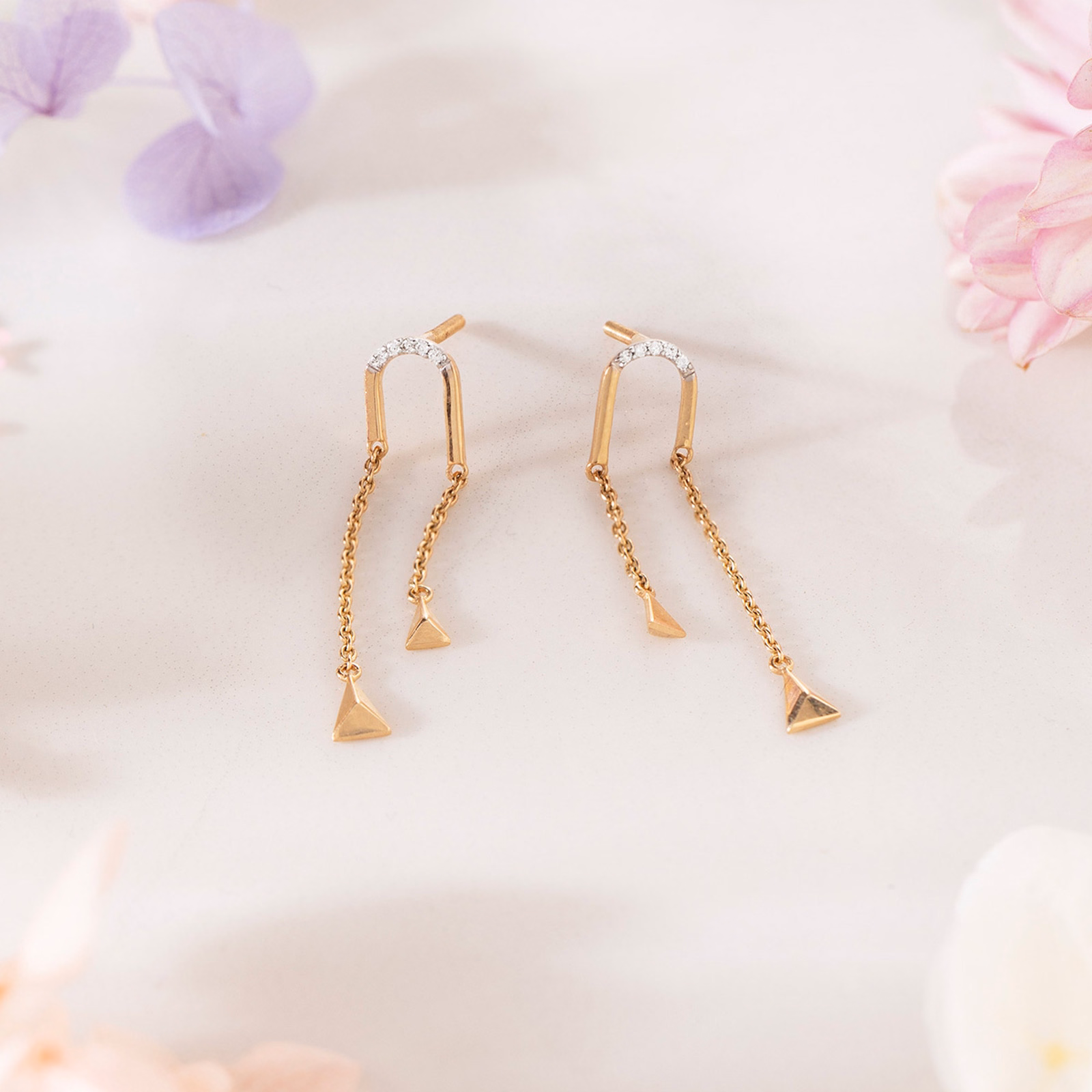 Diamond Earrings 14 Karat Yellow Gold Breezy Diamond Drop Earrings