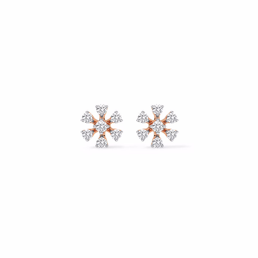 Diamond Earrings 18 Karat Yellow Gold Sparkling Daisy Diamond Stud Earrings