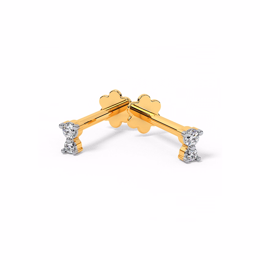 Diamond Earrings 14 Karat Yellow Gold Delight Multipierce Diamond Stud Earrings