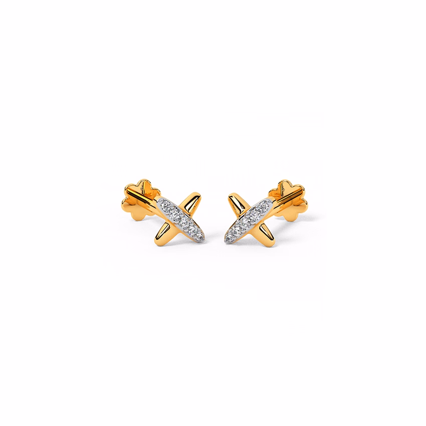 Diamond Earrings 14 Karat Yellow Gold Divine Multipierce Diamond Stud Earrings