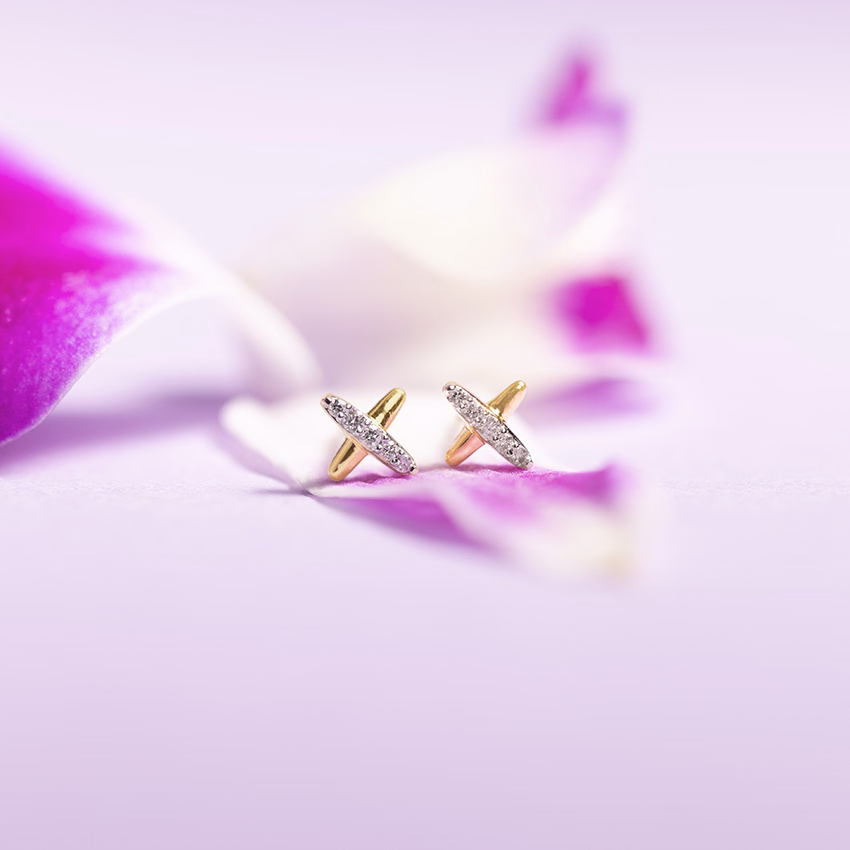 Diamond Earrings 14 Karat Yellow Gold Divine Multipierce Diamond Stud Earrings
