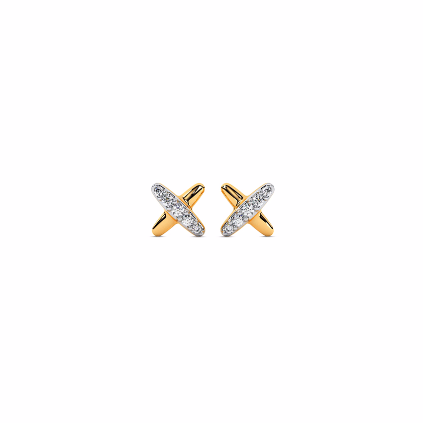 Diamond Earrings 14 Karat Yellow Gold Divine Multipierce Diamond Stud Earrings